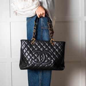 CHANEL Caviar Grand Shopping Tote GST Dark Brown